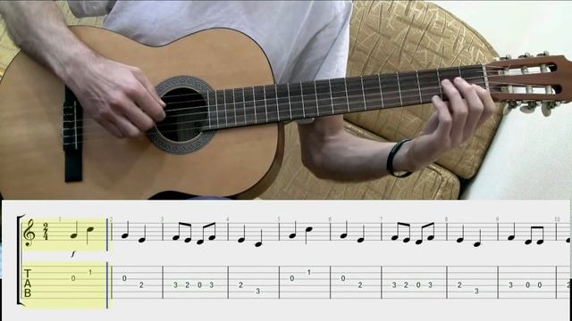 "Там за речкой, там за перевалом" - русская народная песня (guitar lesson + TAB) смотреть онлайн