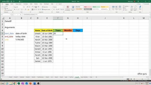 DATEDIF Formula in Excel in Hindi - Use DATEDIF Function in Excel - Live Example - हिंदी смотреть онлайн