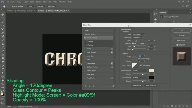 Chrome Text Effect in Photoshop CC 2017 смотреть онлайн