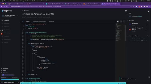 YepCode Recipe - Tinybird to Amazon S3 CSV смотреть онлайн