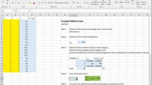 Excel - Kruskal Wallis H test