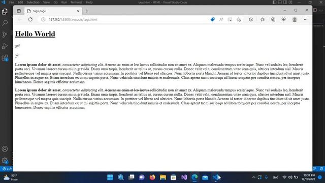 Html in visual studio code | Html SuperScript tag | Html SubScript Tag | Html br tag смотреть онлайн