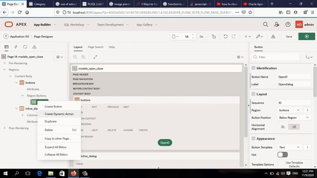 how to open and close inline models or dialogs in oracle apex смотреть онлайн