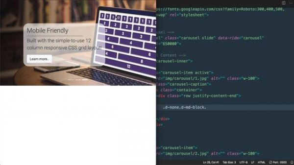 HTML & CSS Image Slider with Bootstrap 4 - Responsive Carousel with Content
