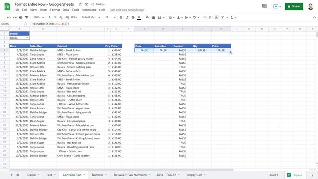 Google Sheets - Highlight Entire Row Using Conditional Formatting | Based on Text, Number or Date смотреть онлайн