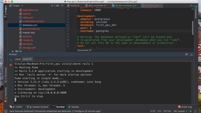 Запускаем PostgreSQL в Docker container для Ruby on Rails приложения смотреть онлайн