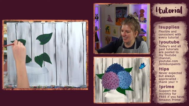 Learn to Paint 'Spring Hydrangeas'! Step by Step Acrylic Painting Tutorial by erinbunpaints смотреть онлайн