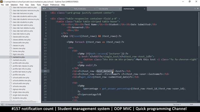 #157 Notifications count | Student management system in PHP | OOP MVC | Quick programming tutorial смотреть онлайн