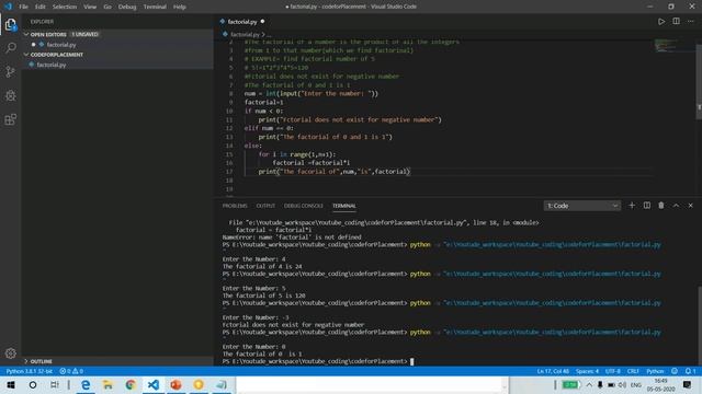 Factorial Program In Python In one Line Code. Coding For placement смотреть онлайн