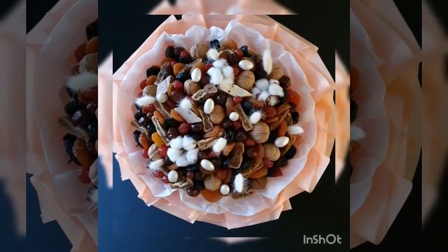 Очень красивый и невероятно полезный букет из сухофруктов и орешков. Букет из сухофруктов № 702