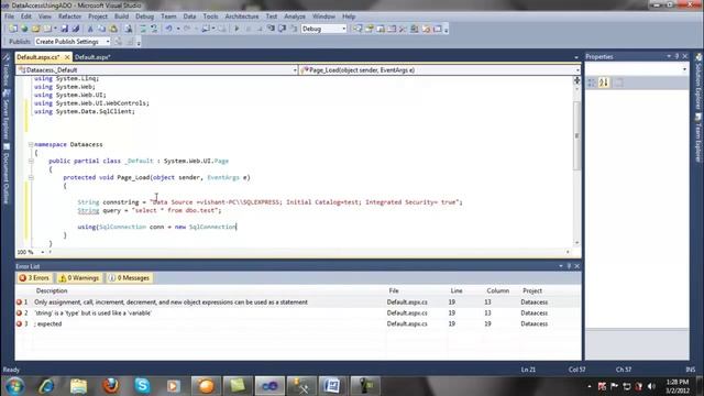 asp.net sql server connection using ADO смотреть онлайн