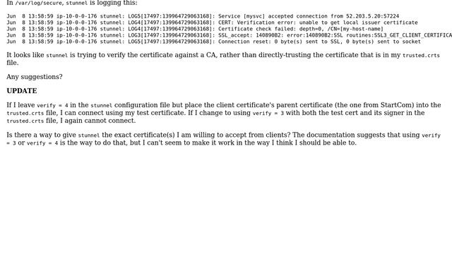 DevOps & SysAdmins: stunnel won't verify client certificate as expected смотреть онлайн