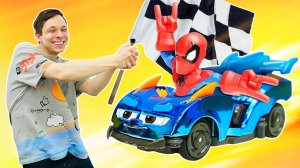 Человек Паук и Легенды Спарка! Крутая новая Трасса! - Игры гонки машинок. Видео игрушки для детей