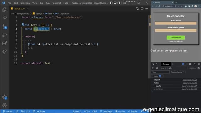 JavaScript369-React.js-Création du composant de Test pour observer le fonctionnement de Context смотреть онлайн