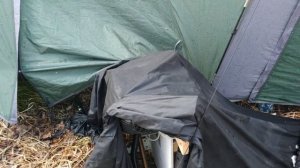 Автономный дизельный отопитель в палатке.