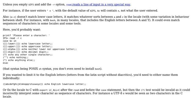 Shell Script - Check whether a single character input is uppercase смотреть онлайн