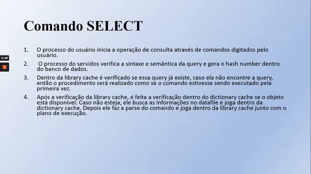 Apresentação sobre comandos SELECT e UPDATE do banco de dados ORACLE смотреть онлайн