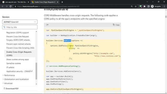 Bật CORS trong ASP.NET Core Web API смотреть онлайн