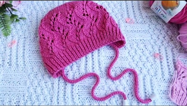 Детский чепчик спицами для новорожденного. (автор Рукоделия от Оксаны).