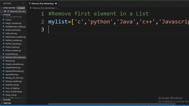 Remove First Element from List ||Python programming смотреть онлайн