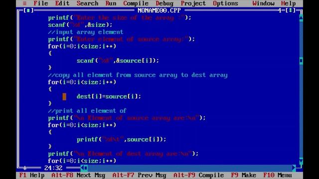 Program to Copy array elements to another array in C programming language смотреть онлайн