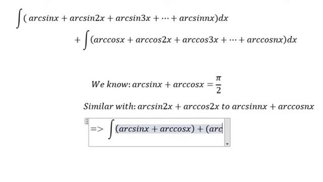 Integral Help: integral arcsinx+arcsin2x+ ... + arcsinnx with arccosx + arccos2x ... + arccosnx смотреть онлайн