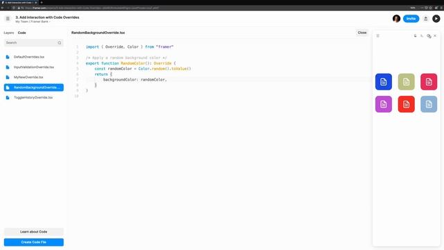 Interactions & Overrides | Episode 3 - Coding in Framer смотреть онлайн