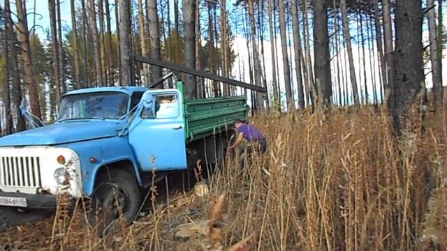 погрузка леса трактором мтз с куном и газ 53 дизель с самодельным краном!!! смотреть онлайн