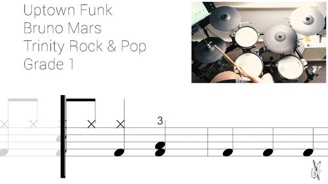 How to play Uptown Funk On Drums 🎵 Trinity Rock & Pop Grade 1 смотреть онлайн
