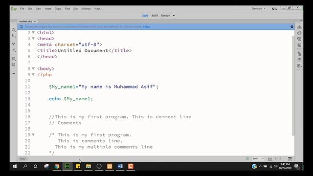 PHP Tutorials Urdu/Hindi Lec#4: Variables in PHP, Assign value to variable, Print variable value смотреть онлайн