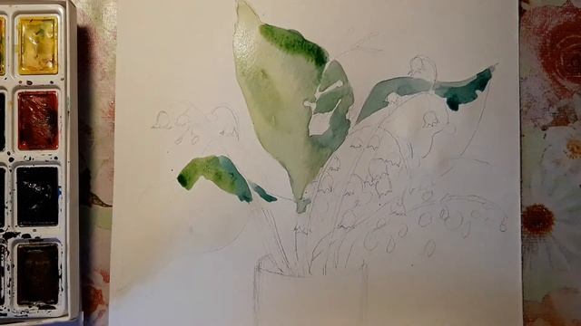 Ландыши. Акварель. смотреть онлайн