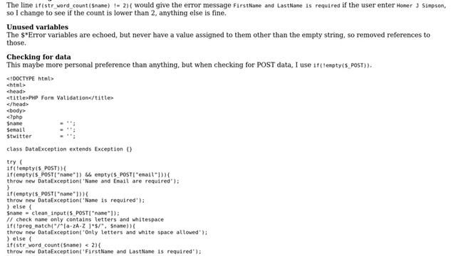PHP form validation for name, email, and Twitter handle (3 Solutions!!) смотреть онлайн