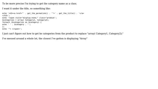 Wordpress: I'm trying to display product categories on each product in the list смотреть онлайн