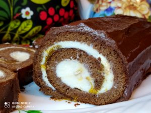 Шоколадный РУЛЕТ с начинкой из творожного сыра