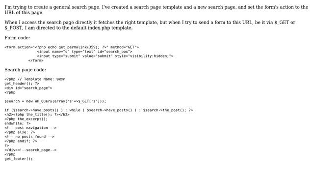 Wordpress: Wordpress search page doesn't work with either $_GET or $_POST смотреть онлайн