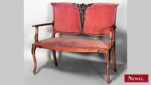 Antique French Art Nouveau maple 5 piece salon set with смотреть онлайн