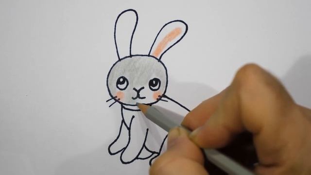 Очень просто рисуем зайчика. Drawing a little rabbit very easy. смотреть онлайн