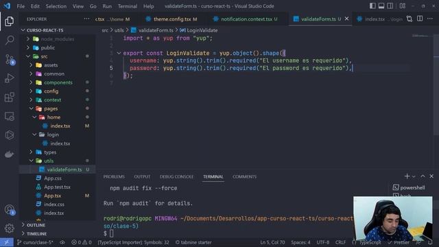 Notificaciones de validación con Yup | Clase 5 (P2) | ReactJS + TypeScript + Material UI смотреть онлайн