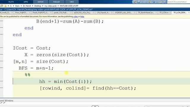 MATLAB CODE of Least Cost Matrix Method смотреть онлайн