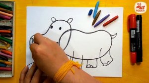Как нарисовать БЕГЕМОТА, Урок рисования для детей от 3 лет
