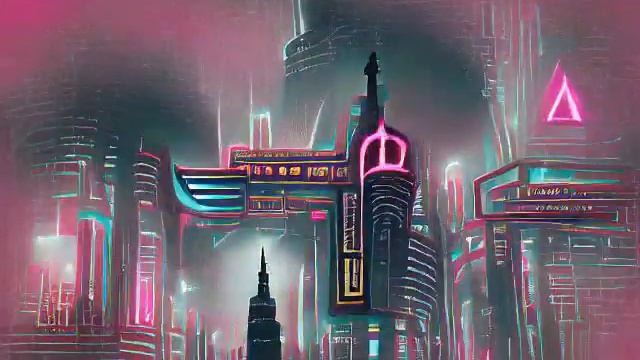 "an astral city in the style of cyberpunk noir art deco" - VQGAN+CLIP_(Mse regulized z+quantize_met смотреть онлайн