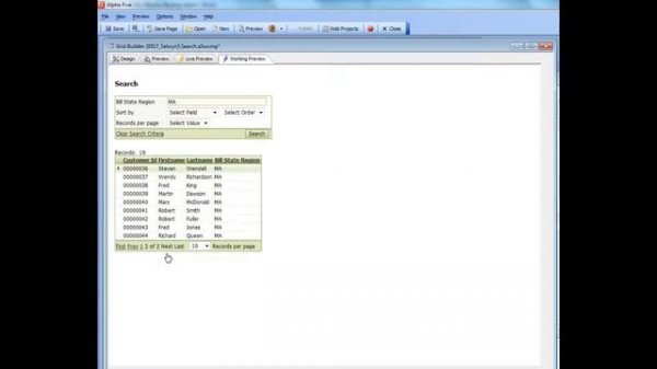 V11 Setting Default Values in the Search Part and Automatically Searching the Grid