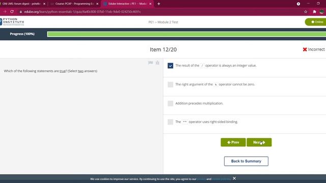 CISCO Python certificate solutions # PE1 #Module 4 Quiz смотреть онлайн