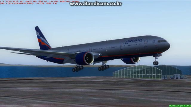 Aeroflot B777-300er landing at Incheon rwy 33R. смотреть онлайн