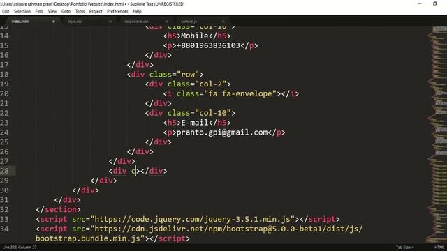 Responsive Portfolio w/ HTML, CSS, Bootstrap, JS & jQuery (Part-8) | Contact Section смотреть онлайн