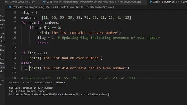 CS384 Python Programming Module 03 Control Flow Lec 12 For Else Loops Part 3 смотреть онлайн