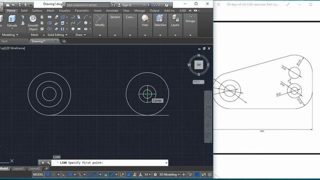 Autocad 2017 2D practice (7) смотреть онлайн
