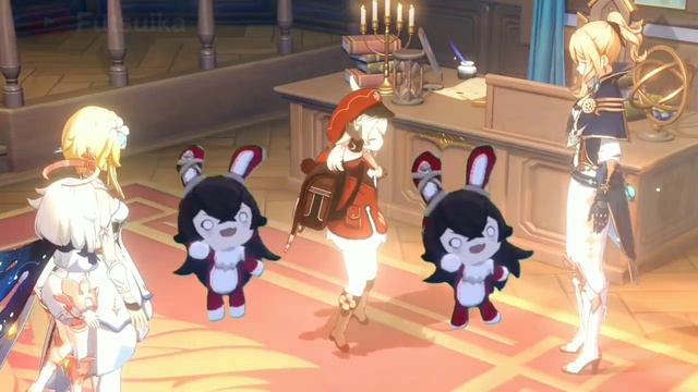 Klee dancing to Pekora BGM (ft baron bunny) Genshin Impact meme смотреть онлайн