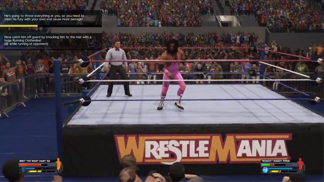 WWE 2k24 - 40 Years Of WrestleMania | Bret Hart Vs.  Rowdy