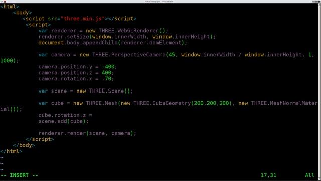 Create a 3D Cube in HTML5 with Threejs Linux Tutorial смотреть онлайн
